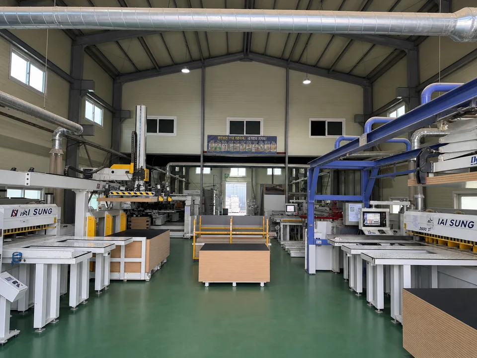 Actual automated production line arranged with cutting and processing equipment