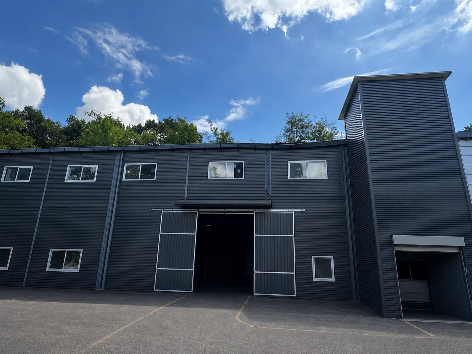 Outside the production building where material receipt and production processes continue