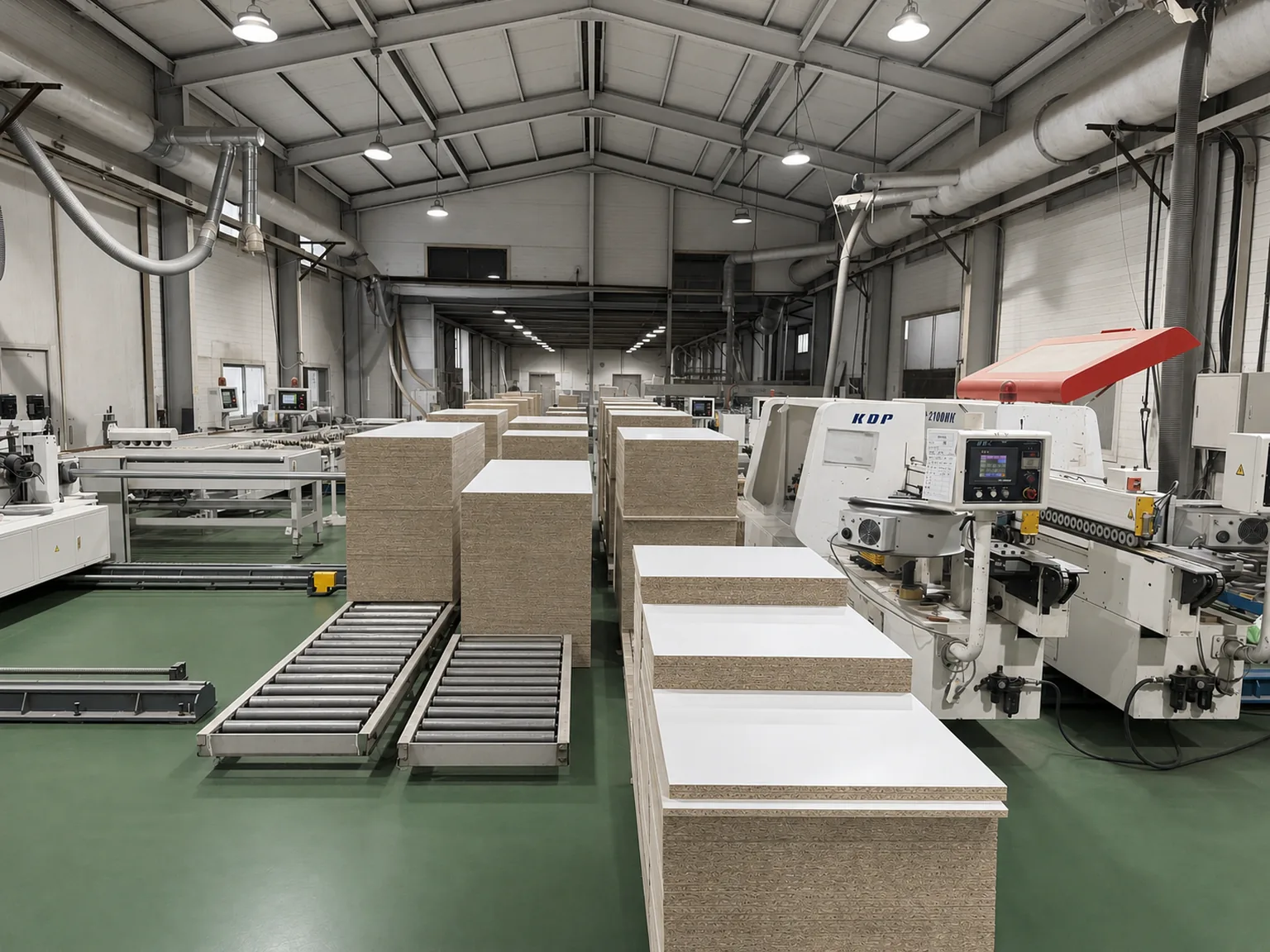 Edge Processing Equipment Arranged Along the Depth of the Production Building