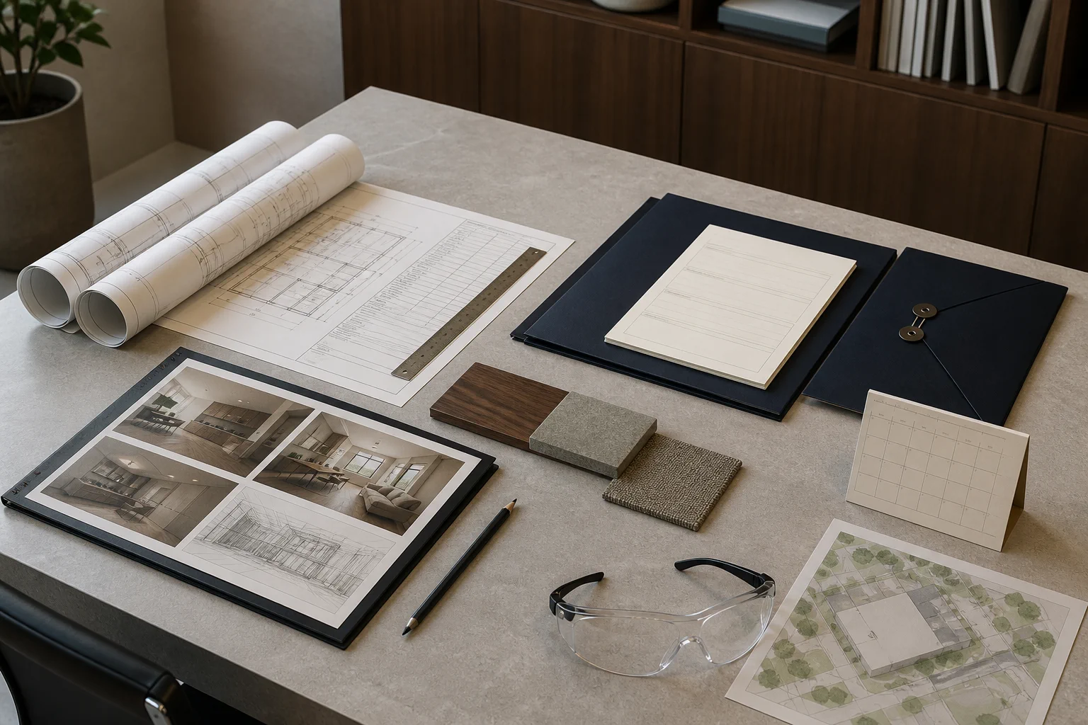 Instruction image organized to separate quotation drawings and document files, portfolio, and items to prepare for factory visits